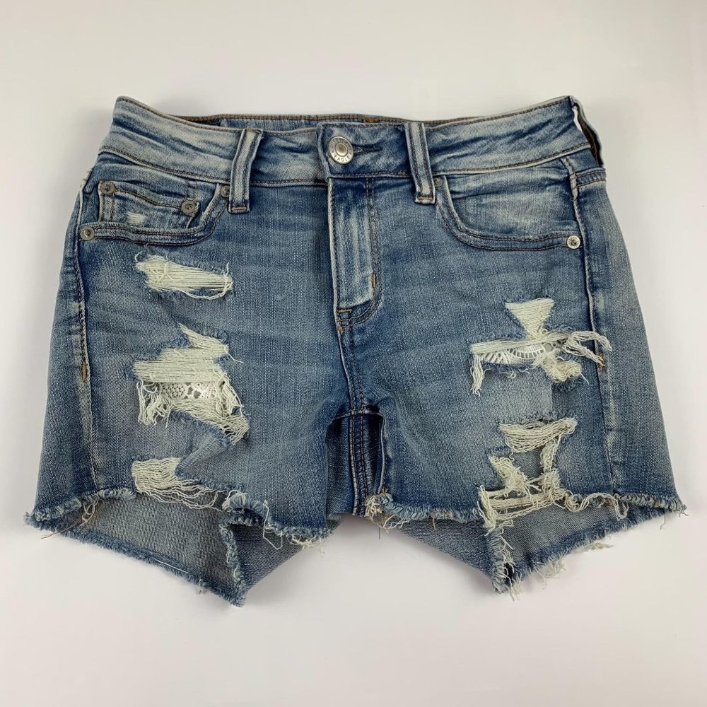 American Eagle Shredded Lace Pocket Midi Short 4